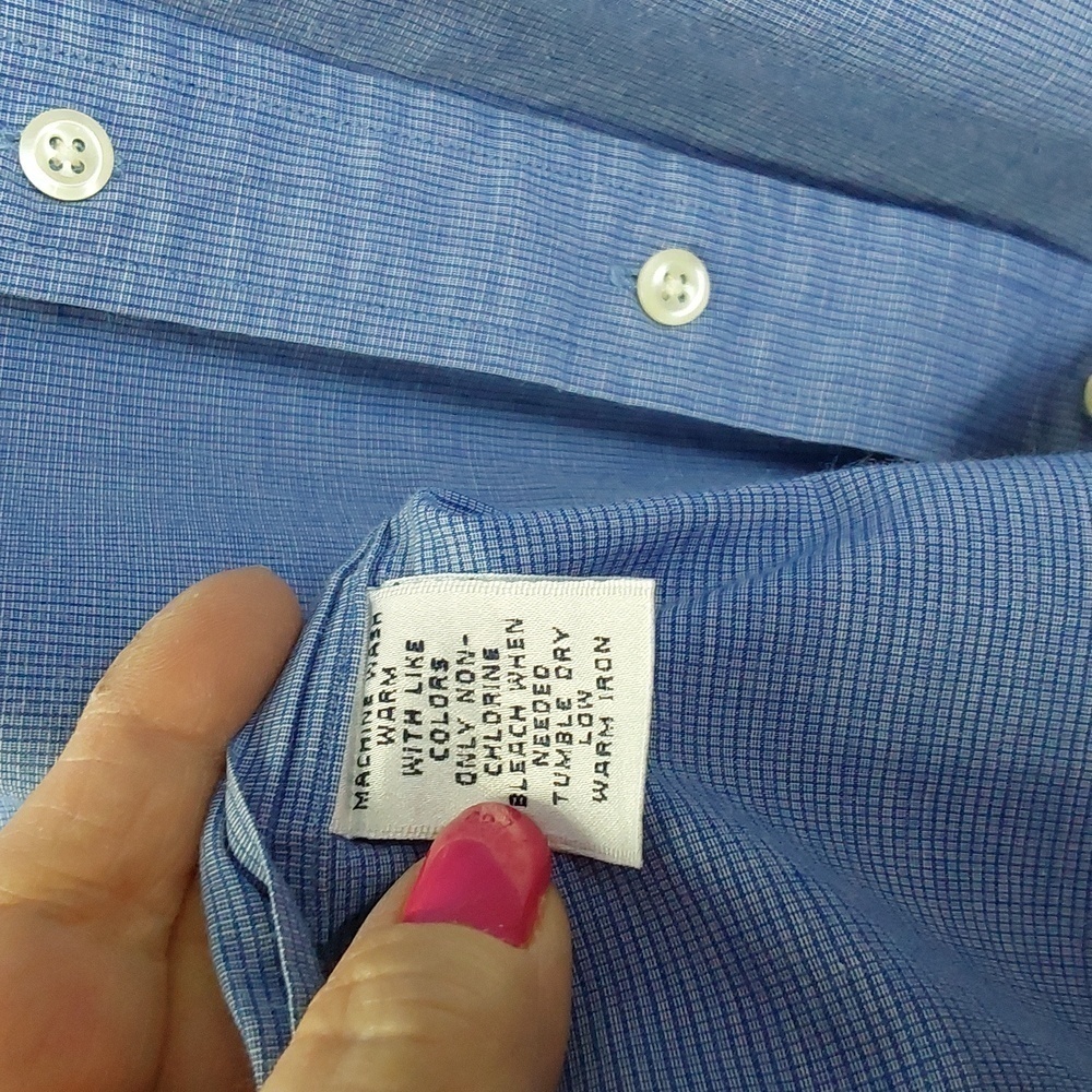 Brooks Brothers| Mens Blue Button Down Longsleeve Dress Shirt Preppy Sz.Large - Picture 9 of 9